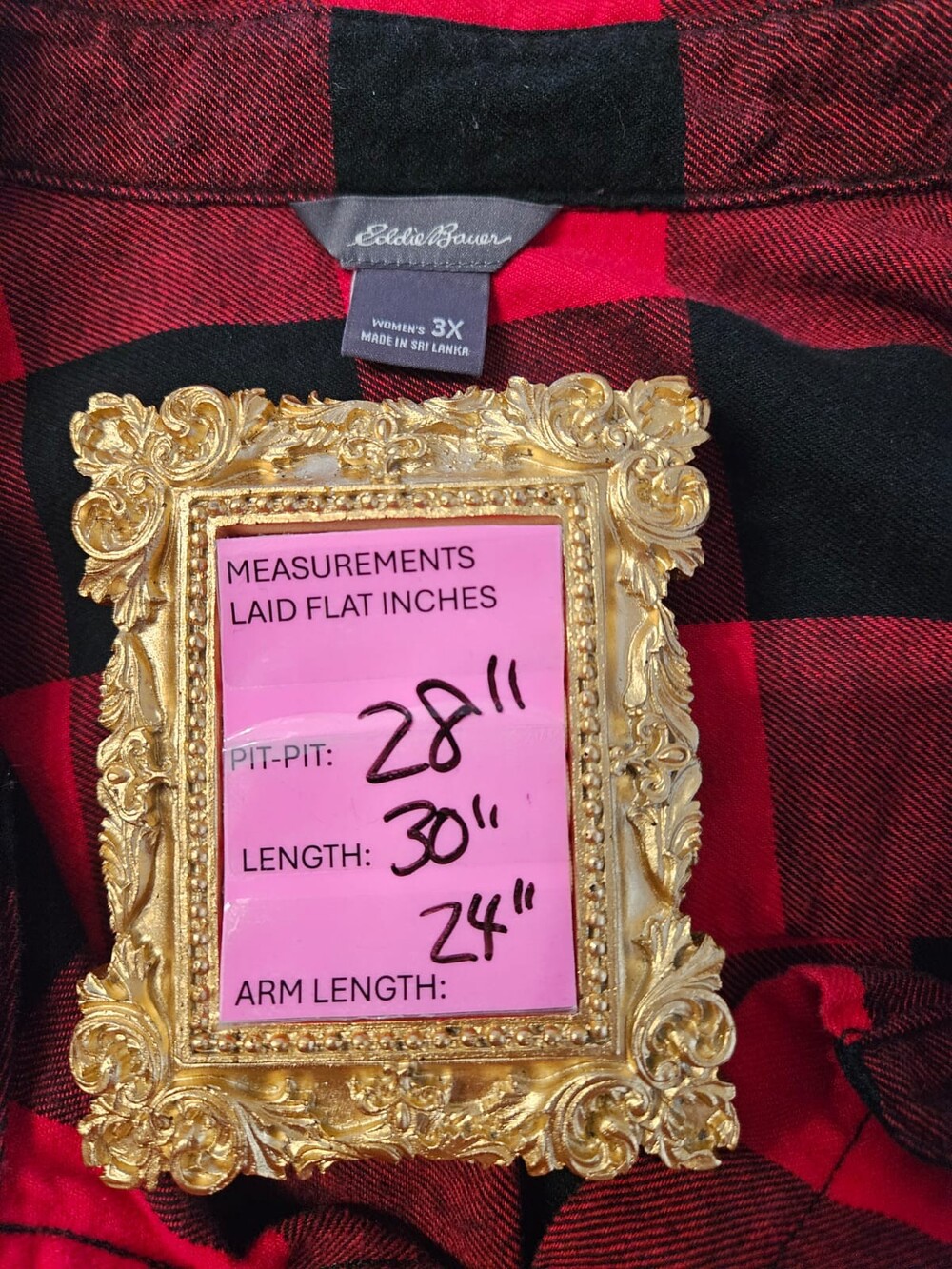 Eddie Bauer 3X Red Black Buffalo Plaid Flannel Shirt TENCEL Plus Size - Picture 8 of 8